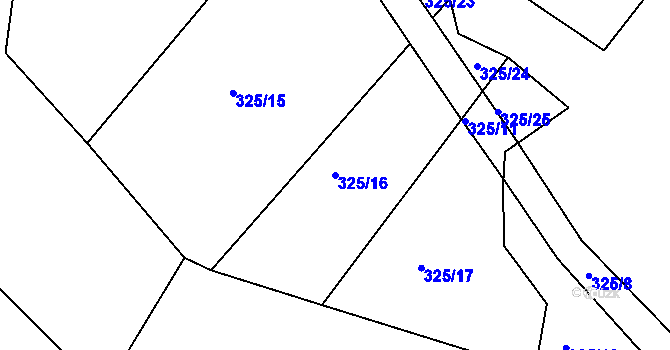 Parcela st. 325/16 v KÚ Dolní Dlužiny, Katastrální mapa