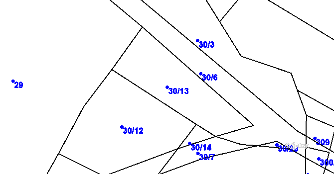 Parcela st. 30/13 v KÚ Horní Dlužiny, Katastrální mapa
