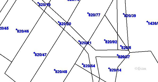 Parcela st. 820/21 v KÚ Dmýštice, Katastrální mapa