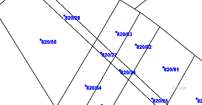 Parcela st. 820/27 v KÚ Dmýštice, Katastrální mapa