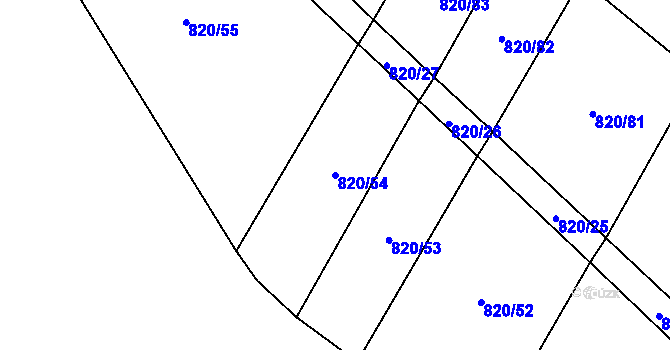 Parcela st. 820/54 v KÚ Dmýštice, Katastrální mapa