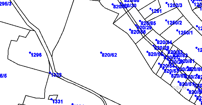 Parcela st. 820/62 v KÚ Dmýštice, Katastrální mapa