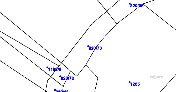 Parcela st. 820/73 v KÚ Dmýštice, Katastrální mapa