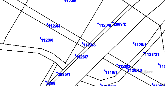 Parcela st. 1123/5 v KÚ Dmýštice, Katastrální mapa