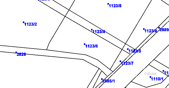 Parcela st. 1123/6 v KÚ Dmýštice, Katastrální mapa