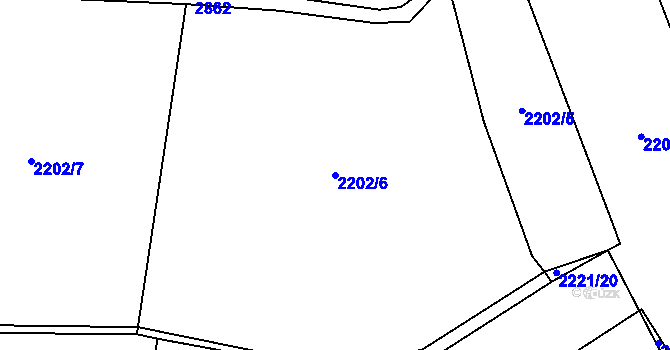 Parcela st. 2202/6 v KÚ Dmýštice, Katastrální mapa