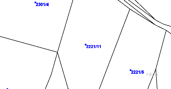 Parcela st. 2221/11 v KÚ Dmýštice, Katastrální mapa