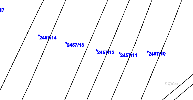 Parcela st. 2457/12 v KÚ Dmýštice, Katastrální mapa