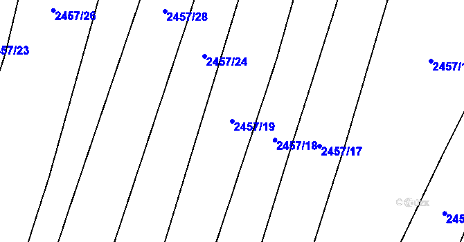 Parcela st. 2457/19 v KÚ Dmýštice, Katastrální mapa