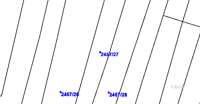 Parcela st. 2457/27 v KÚ Dmýštice, Katastrální mapa