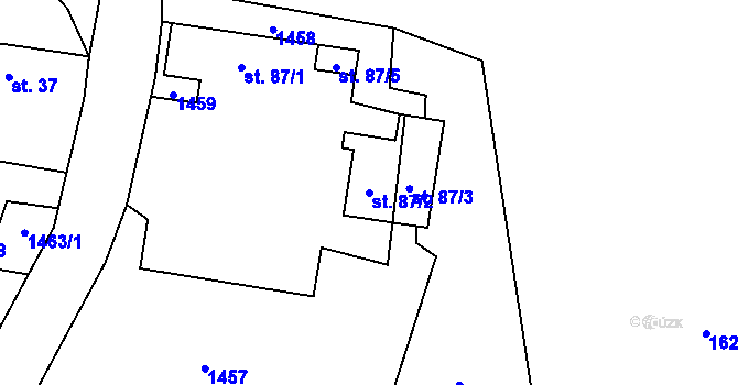 Parcela st. 87/2 v KÚ Dmýštice, Katastrální mapa