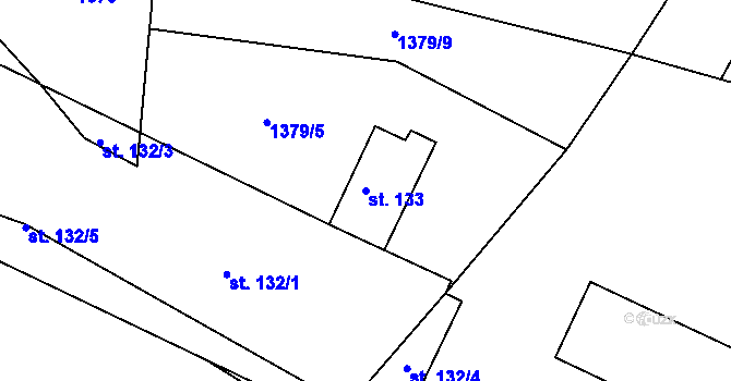 Parcela st. 133 v KÚ Dmýštice, Katastrální mapa