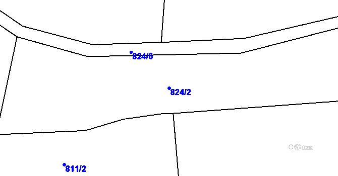 Parcela st. 824/2 v KÚ Dmýštice, Katastrální mapa
