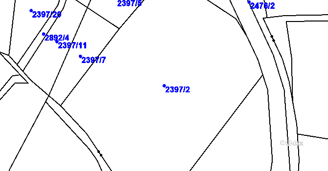 Parcela st. 2397/2 v KÚ Dmýštice, Katastrální mapa