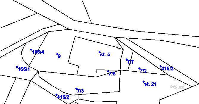 Parcela st. 5 v KÚ Klisín, Katastrální mapa