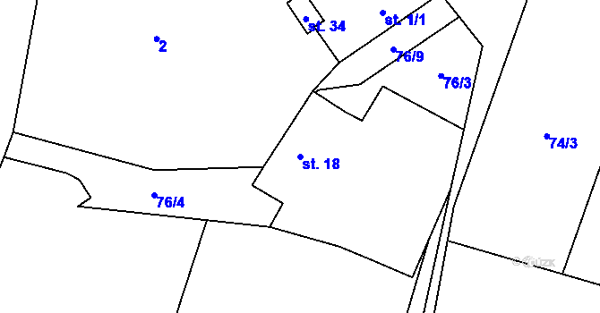 Parcela st. 18 v KÚ Klisín, Katastrální mapa