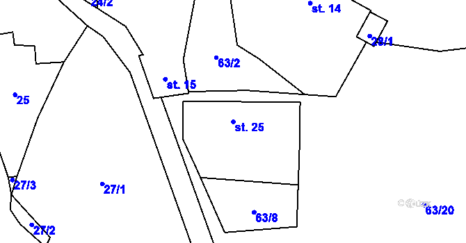 Parcela st. 25 v KÚ Klisín, Katastrální mapa