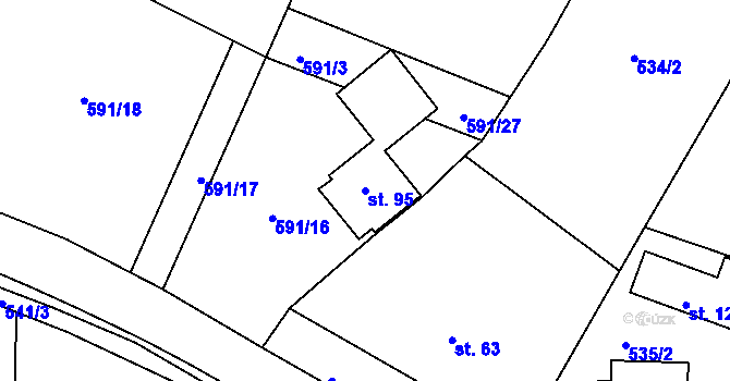 Parcela st. 95 v KÚ Dneboh, Katastrální mapa