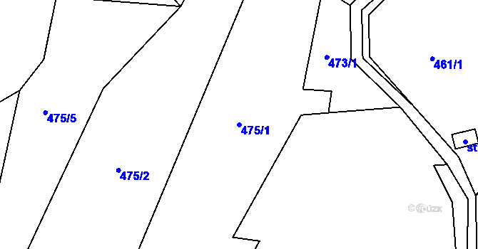 Parcela st. 475/1 v KÚ Dneboh, Katastrální mapa