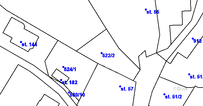 Parcela st. 522/2 v KÚ Dneboh, Katastrální mapa