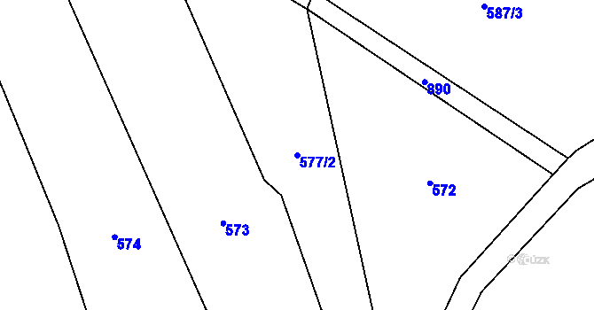 Parcela st. 577/2 v KÚ Dneboh, Katastrální mapa