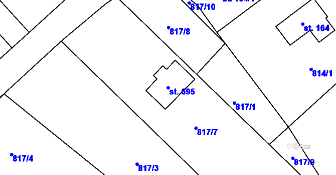 Parcela st. 695 v KÚ Dneboh, Katastrální mapa