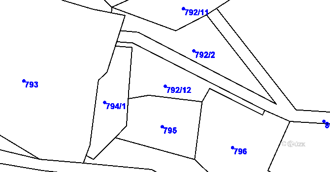Parcela st. 792/12 v KÚ Dneboh, Katastrální mapa