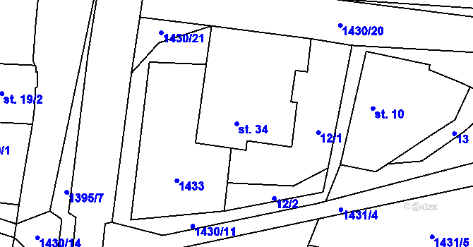 Parcela st. 34 v KÚ Černotín u Dnešic, Katastrální mapa