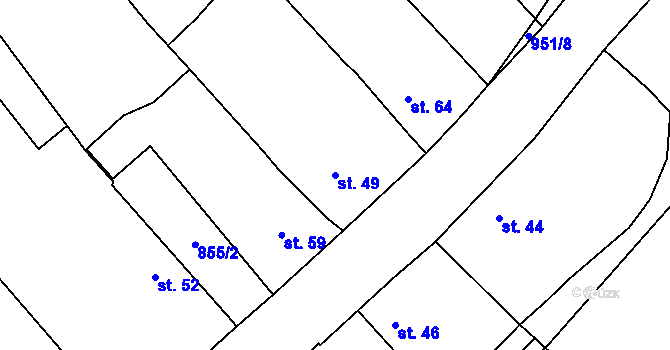 Parcela st. 49 v KÚ Černotín u Dnešic, Katastrální mapa