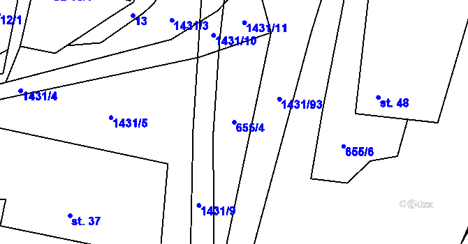 Parcela st. 655/4 v KÚ Černotín u Dnešic, Katastrální mapa