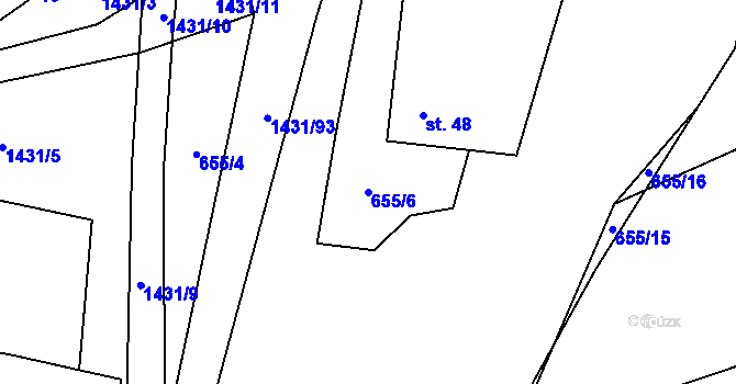 Parcela st. 655/6 v KÚ Černotín u Dnešic, Katastrální mapa