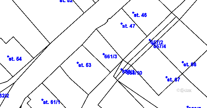 Parcela st. 661/3 v KÚ Černotín u Dnešic, Katastrální mapa