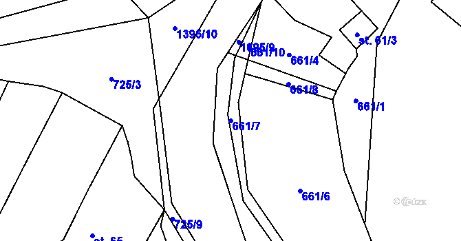 Parcela st. 661/7 v KÚ Černotín u Dnešic, Katastrální mapa