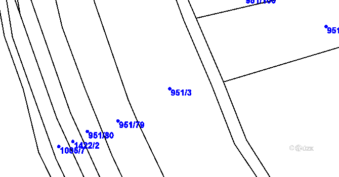 Parcela st. 951/3 v KÚ Černotín u Dnešic, Katastrální mapa