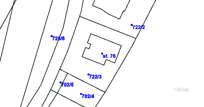 Parcela st. 76 v KÚ Černotín u Dnešic, Katastrální mapa