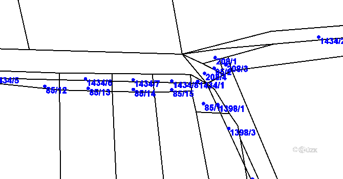 Parcela st. 85/15 v KÚ Černotín u Dnešic, Katastrální mapa