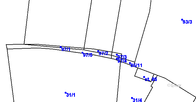 Parcela st. 97/2 v KÚ Černotín u Dnešic, Katastrální mapa