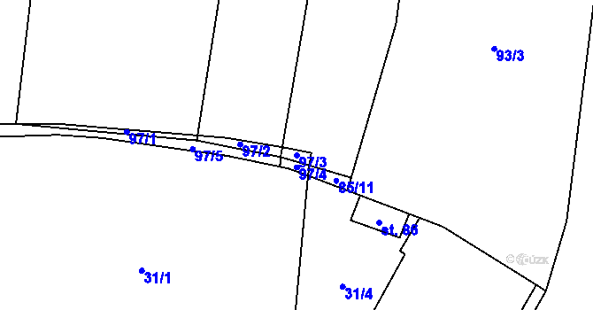 Parcela st. 97/3 v KÚ Černotín u Dnešic, Katastrální mapa