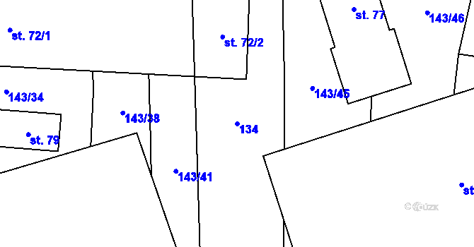Parcela st. 134 v KÚ Černotín u Dnešic, Katastrální mapa