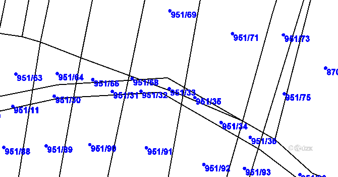 Parcela st. 951/33 v KÚ Černotín u Dnešic, Katastrální mapa