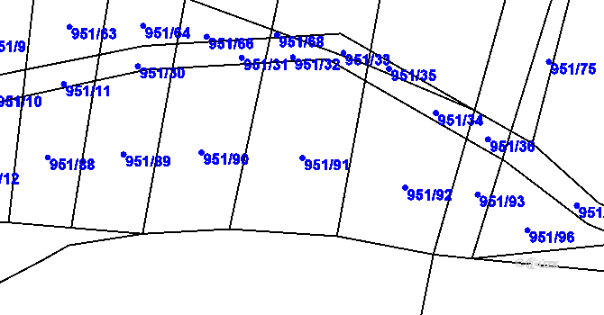 Parcela st. 951/91 v KÚ Černotín u Dnešic, Katastrální mapa