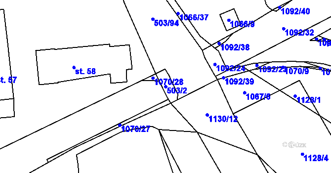 Parcela st. 503/2 v KÚ Dnešice, Katastrální mapa