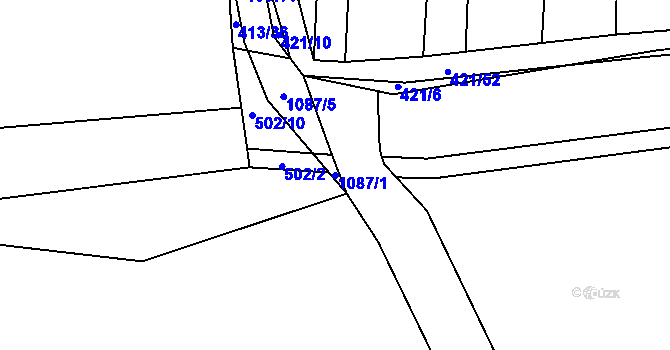 Parcela st. 1087/1 v KÚ Dnešice, Katastrální mapa
