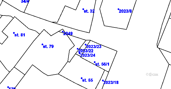 Parcela st. 2023/23 v KÚ Oplot, Katastrální mapa