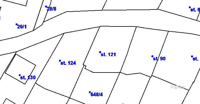 Parcela st. 121 v KÚ Oplot, Katastrální mapa