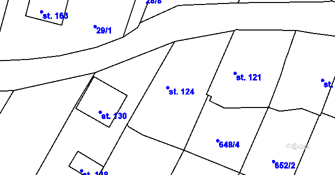 Parcela st. 124 v KÚ Oplot, Katastrální mapa
