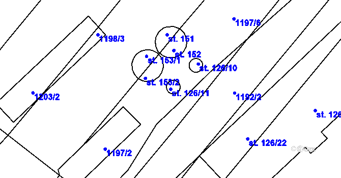 Parcela st. 126/11 v KÚ Oplot, Katastrální mapa