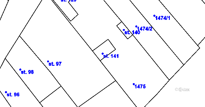 Parcela st. 141 v KÚ Oplot, Katastrální mapa