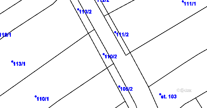 Parcela st. 110/2 v KÚ Oplot, Katastrální mapa
