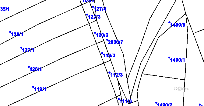 Parcela st. 119/3 v KÚ Oplot, Katastrální mapa